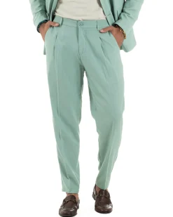 Abito lino uomo vestito doppiopetto sartoriale verde acqua AE1168A