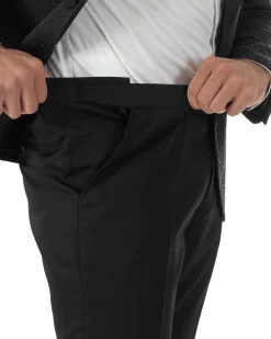 Abito monopetto uomo smoking brillantinato rever sciallato nero GIOSAL-AE1233A