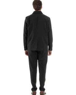 Abito Uomo Completo Giacca Sahariana Pantaloni Nero AE1146A