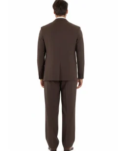 Abito uomo doppiopetto 2 bottoni vestito viscosa over pantaloni baggy marrone GIOSAL-AE1217A