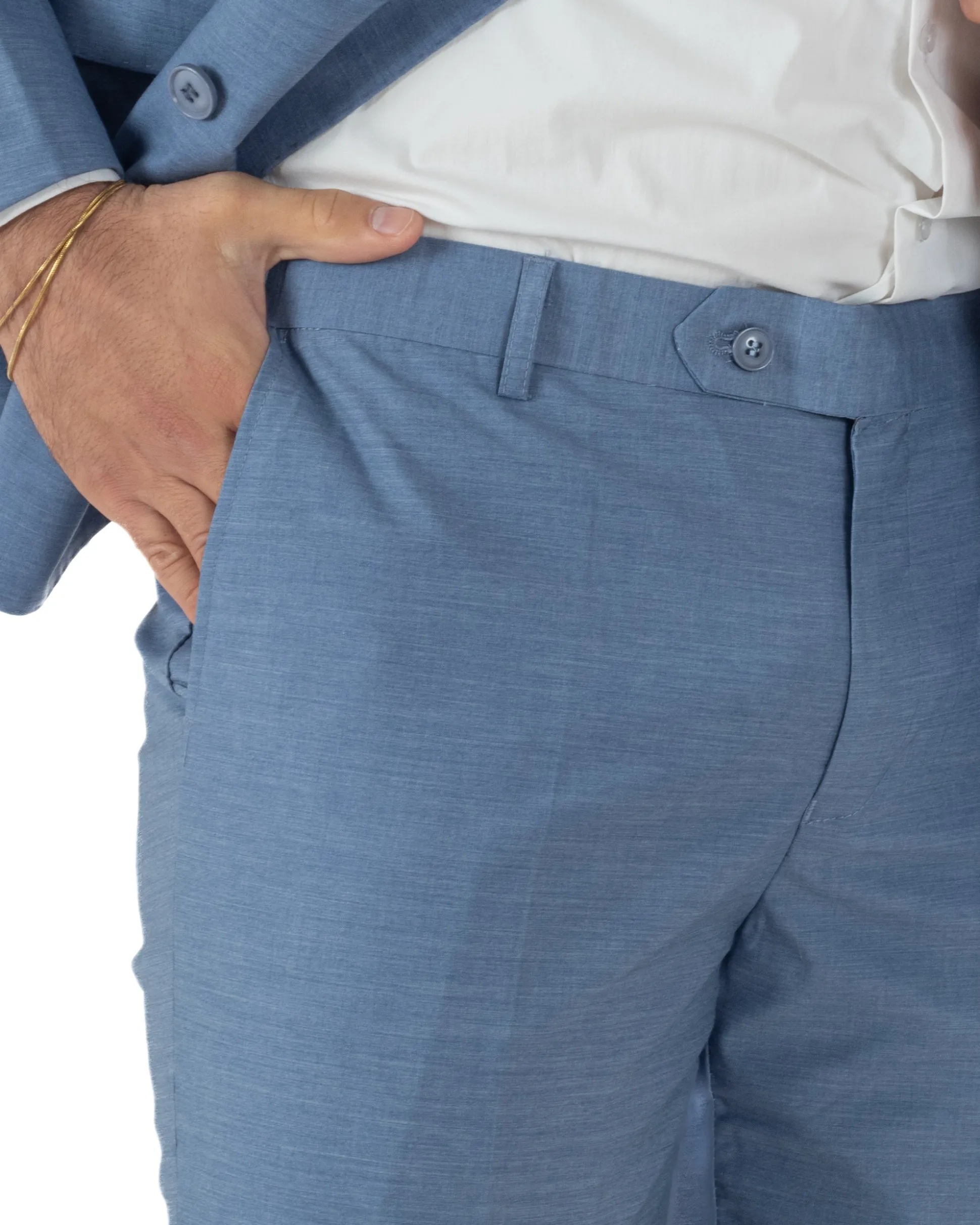 Abito uomo doppiopetto completo viscosa giacca pantaloni elegante denim GIOSAL-AE1234A