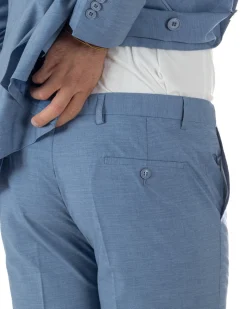 Abito uomo doppiopetto completo viscosa giacca pantaloni elegante denim GIOSAL-AE1234A