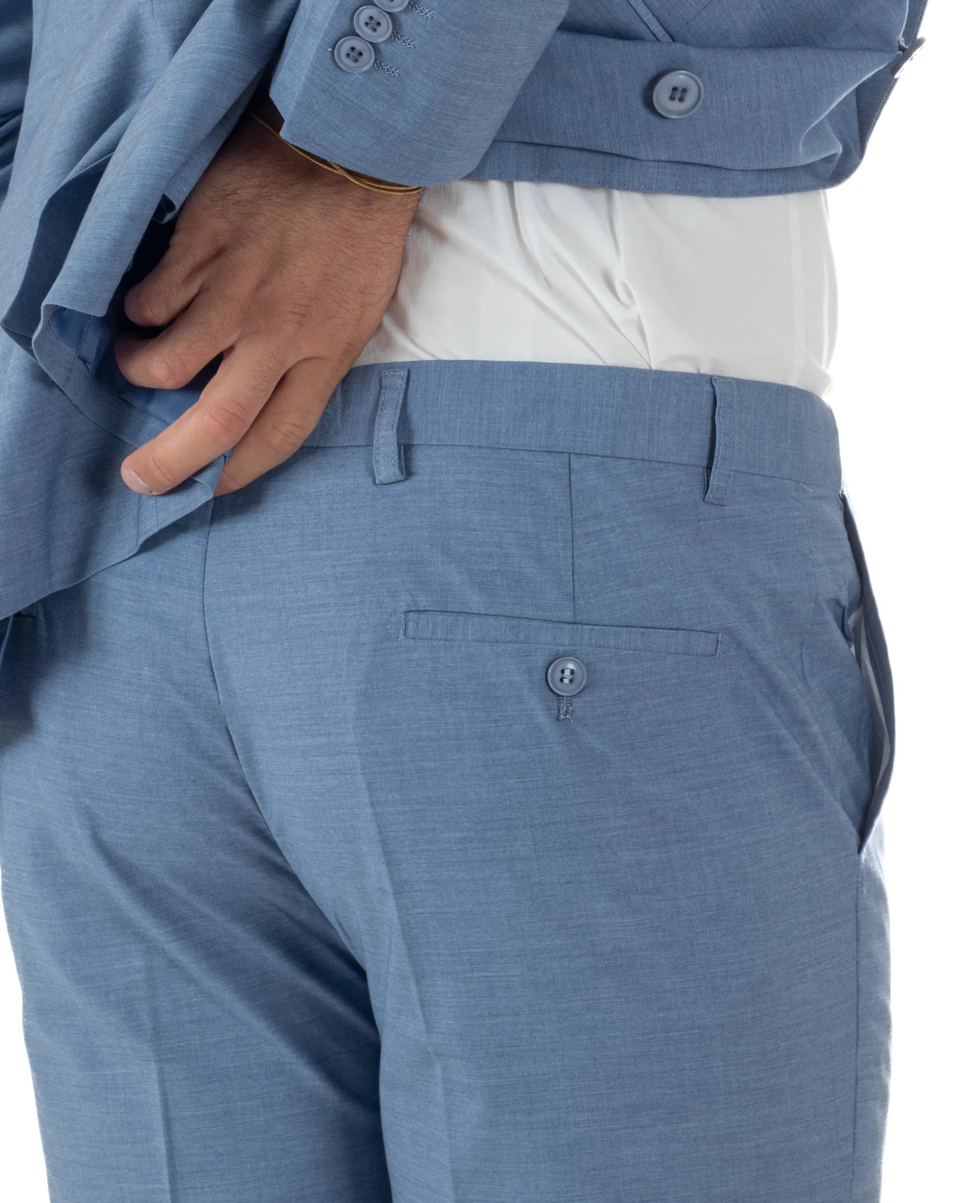 Abito uomo doppiopetto completo viscosa giacca pantaloni elegante denim GIOSAL-AE1234A
