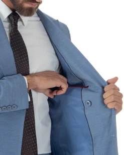 Abito uomo doppiopetto completo viscosa giacca pantaloni elegante denim GIOSAL-AE1234A