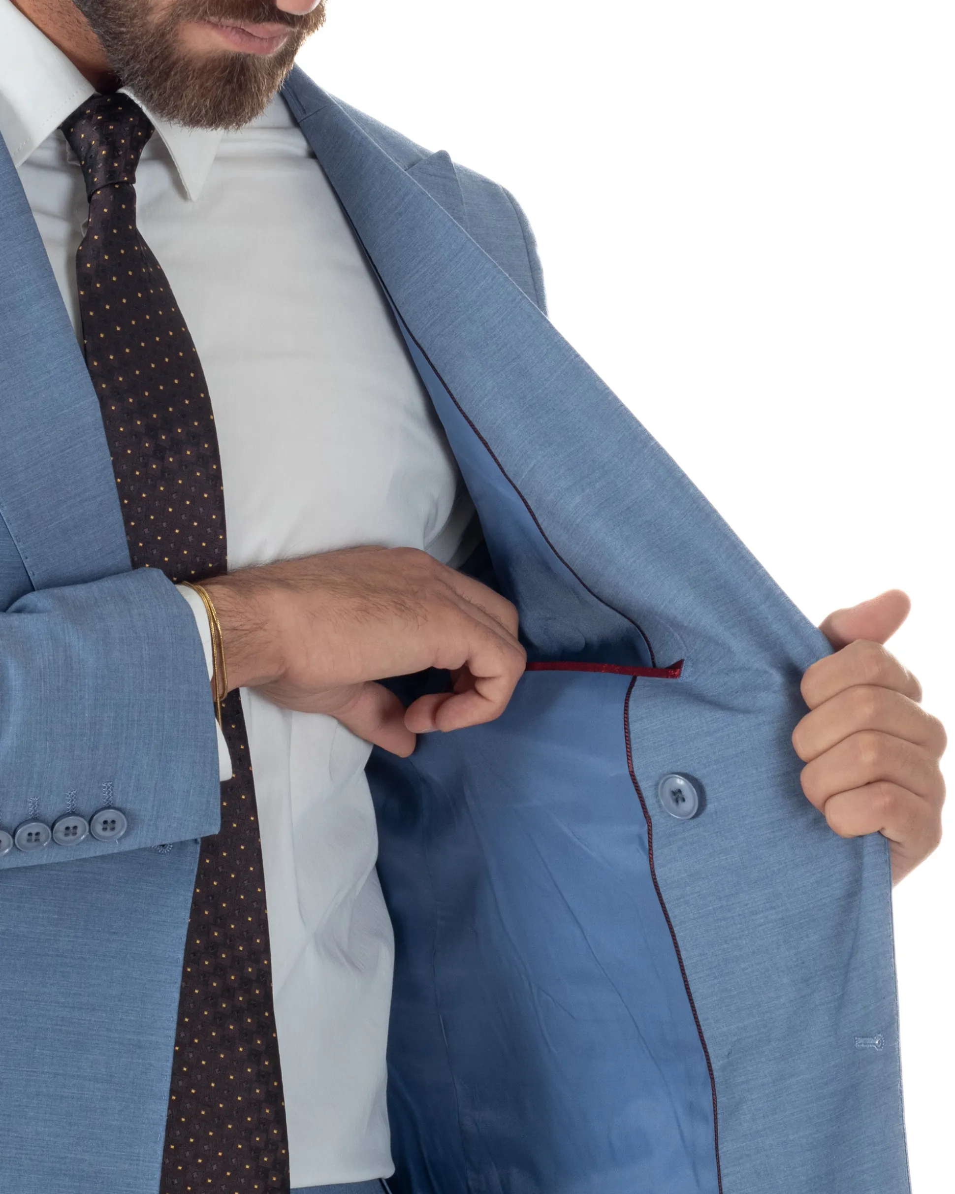 Abito uomo doppiopetto completo viscosa giacca pantaloni elegante denim GIOSAL-AE1234A