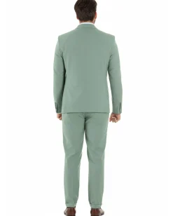 Abito uomo doppiopetto completo viscosa giacca pantaloni elegante verde salvia GIOSAL-AE1207A