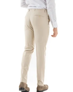 Abito uomo doppiopetto completo viscosa giacca pantaloni elegante beige melangiato GIOSAL-OU2258A