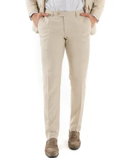 Abito uomo doppiopetto completo viscosa giacca pantaloni elegante beige melangiato GIOSAL-OU2258A