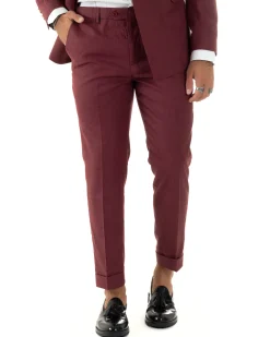 Abito uomo doppiopetto completo giacca pantaloni bottoni metallo bordeaux melangiato GIOSAL-AE1080A
