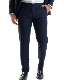 Abito uomo doppiopetto completo viscosa giacca pantaloni elegante blu GIOSAL-AE1064A