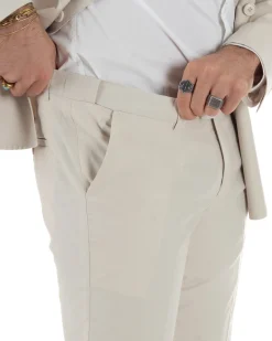 Abito uomo doppiopetto completo viscosa giacca pantaloni elegante panna GIOSAL-AE1211A