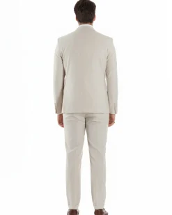 Abito uomo doppiopetto completo viscosa giacca pantaloni elegante panna GIOSAL-AE1211A