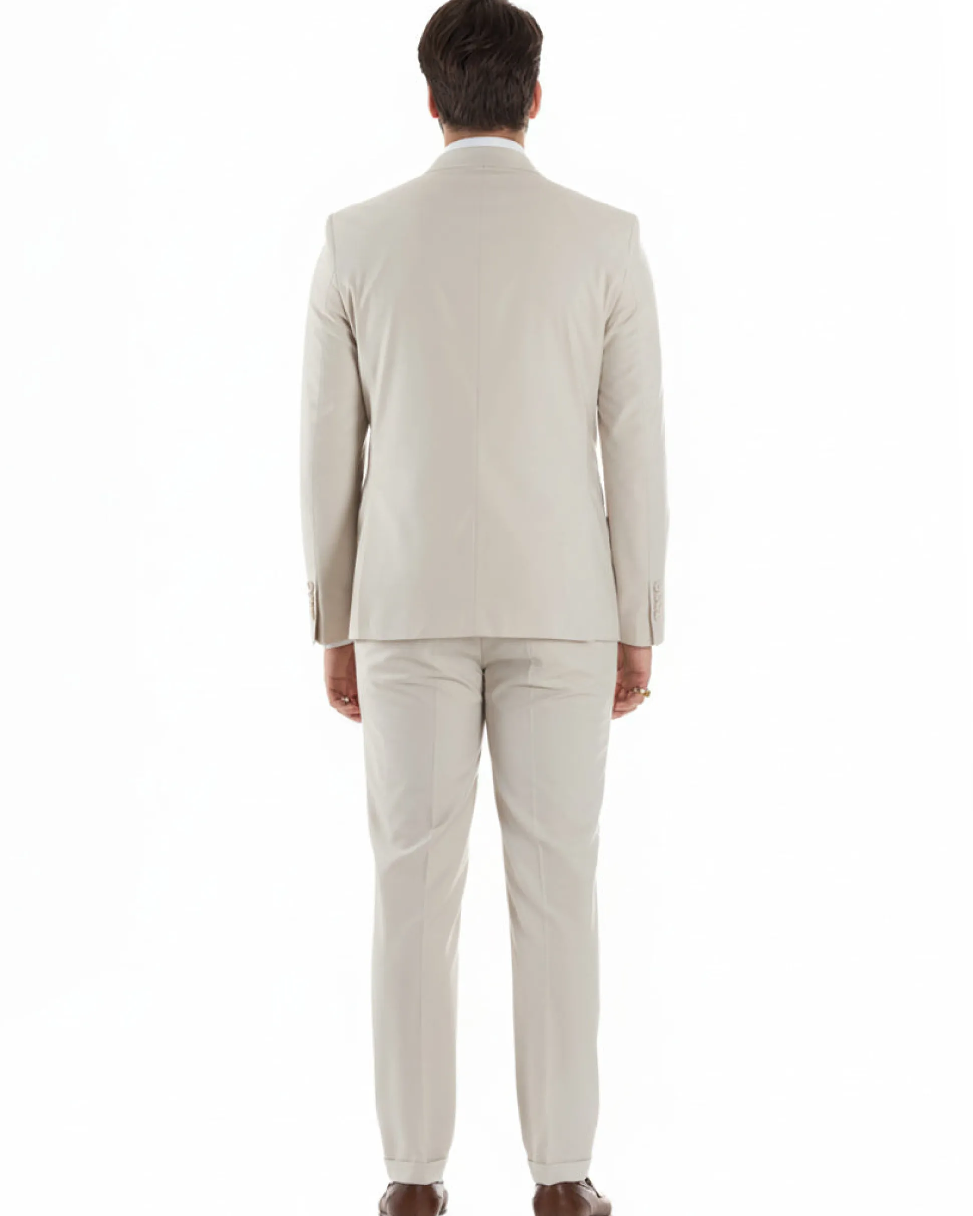 Abito uomo doppiopetto completo viscosa giacca pantaloni elegante panna GIOSAL-AE1211A
