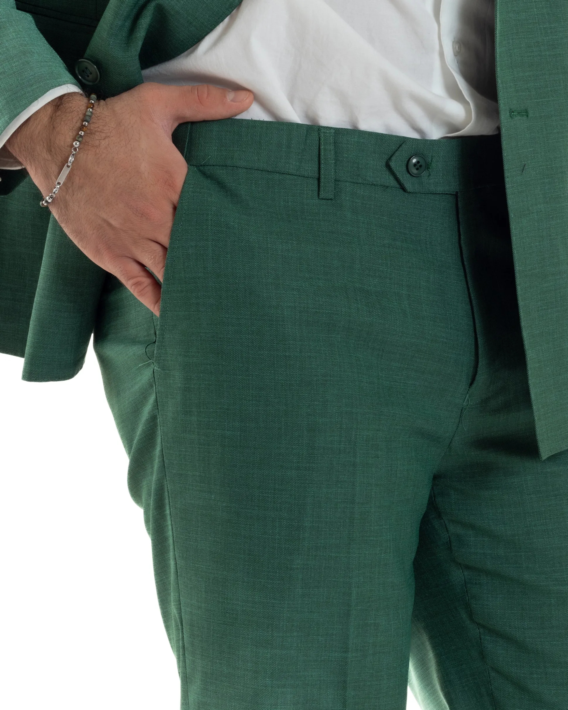 Abito uomo doppiopetto completo viscosa giacca pantaloni elegante verde melangiato GIOSAL-AE1117A