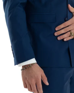 Abito uomo doppiopetto completo viscosa giacca pantaloni elegante blu chiaro GIOSAL-AE1115A