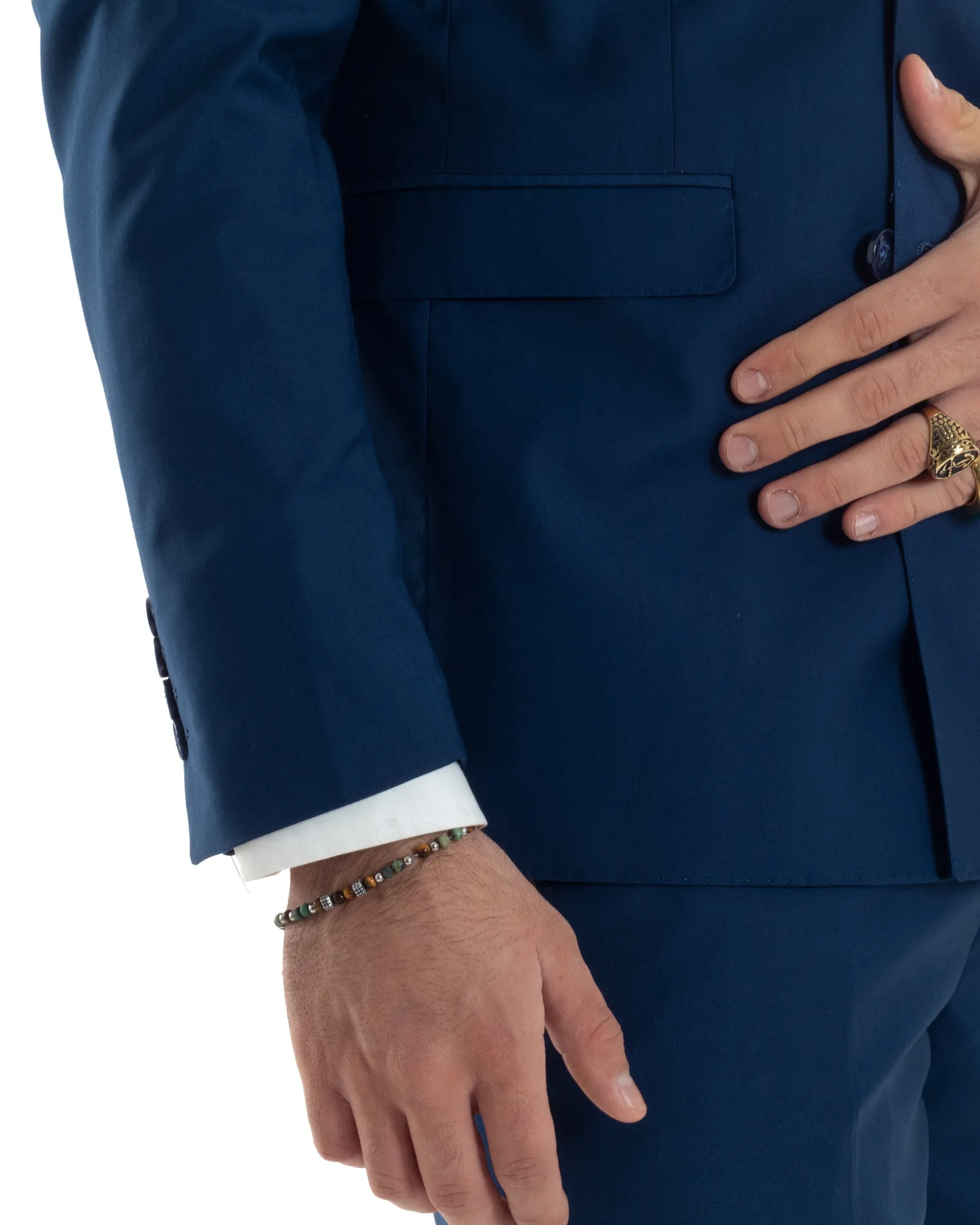 Abito uomo doppiopetto completo viscosa giacca pantaloni elegante blu chiaro GIOSAL-AE1115A
