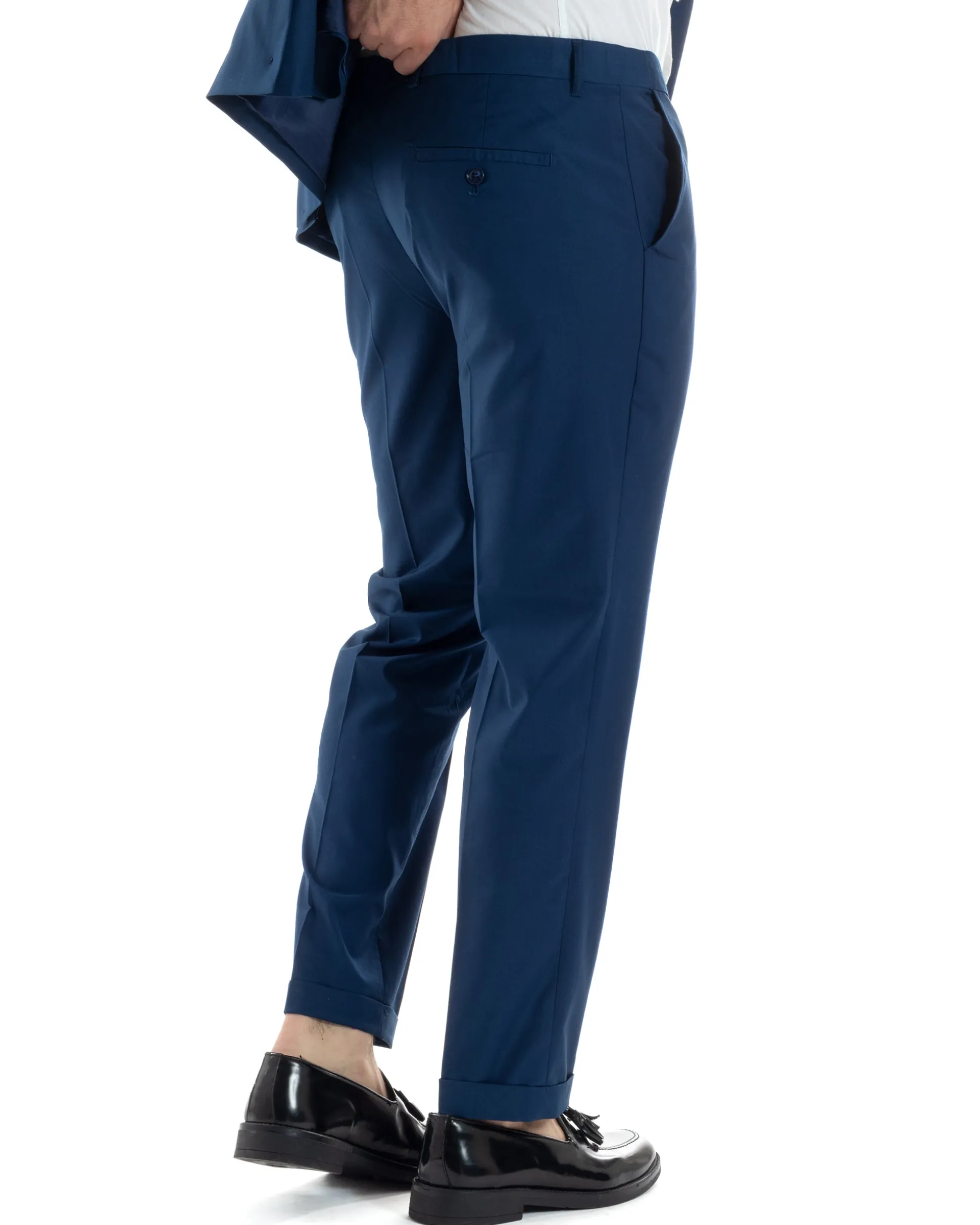 Abito uomo doppiopetto completo viscosa giacca pantaloni elegante blu chiaro GIOSAL-AE1115A