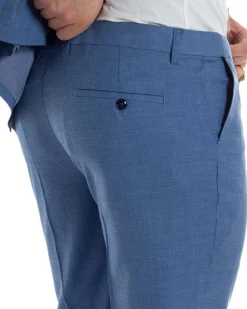 Abito uomo doppiopetto completo viscosa giacca pantaloni elegante blu chiaro melangiato GIOSAL-AE1116A