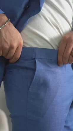 Abito uomo doppiopetto completo viscosa giacca pantaloni elegante blu chiaro melangiato GIOSAL-AE1116A