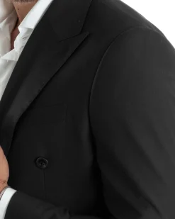 Abito uomo doppiopetto completo viscosa giacca pantaloni elegante nero GIOSAL-AE1065A