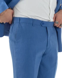 Abito uomo doppiopetto completo giacca pantaloni bottoni metallo blu royal melangiato GIOSAL-AE1204A