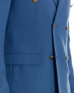Abito uomo doppiopetto completo giacca pantaloni bottoni metallo blu royal melangiato GIOSAL-AE1204A
