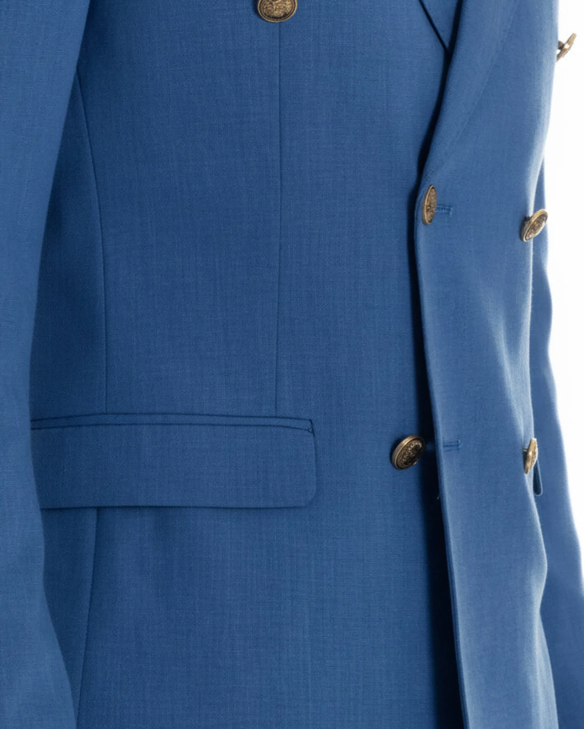 Abito uomo doppiopetto completo giacca pantaloni bottoni metallo blu royal melangiato GIOSAL-AE1204A