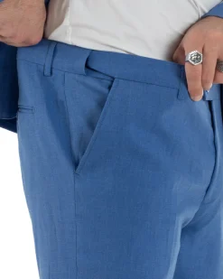 Abito uomo doppiopetto completo giacca pantaloni bottoni metallo blu royal melangiato GIOSAL-AE1204A
