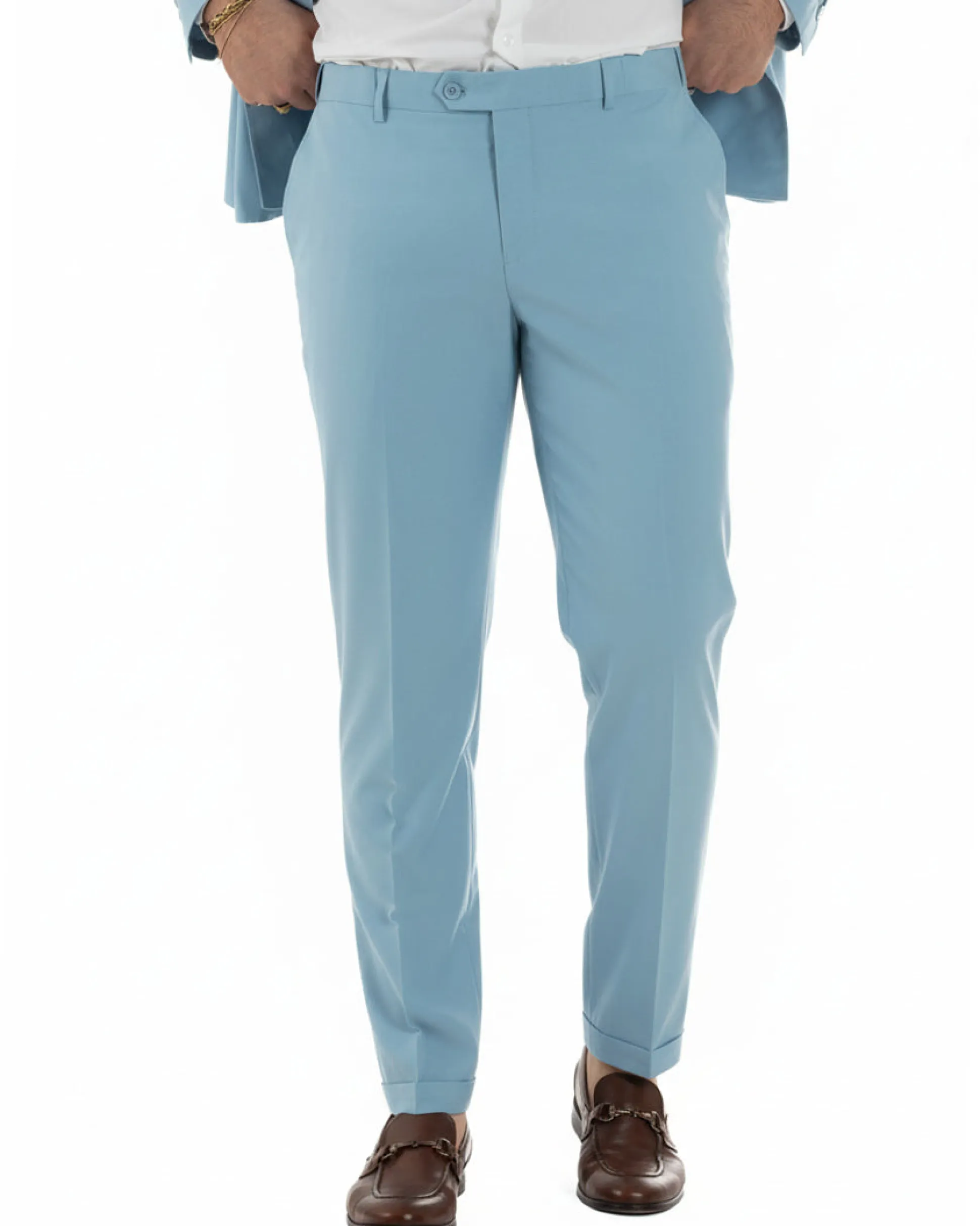 Abito uomo doppiopetto completo viscosa giacca pantaloni elegante polvere GIOSAL-AE1208A