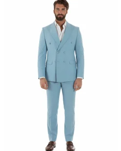 Abito uomo doppiopetto completo viscosa giacca pantaloni elegante polvere GIOSAL-AE1208A
