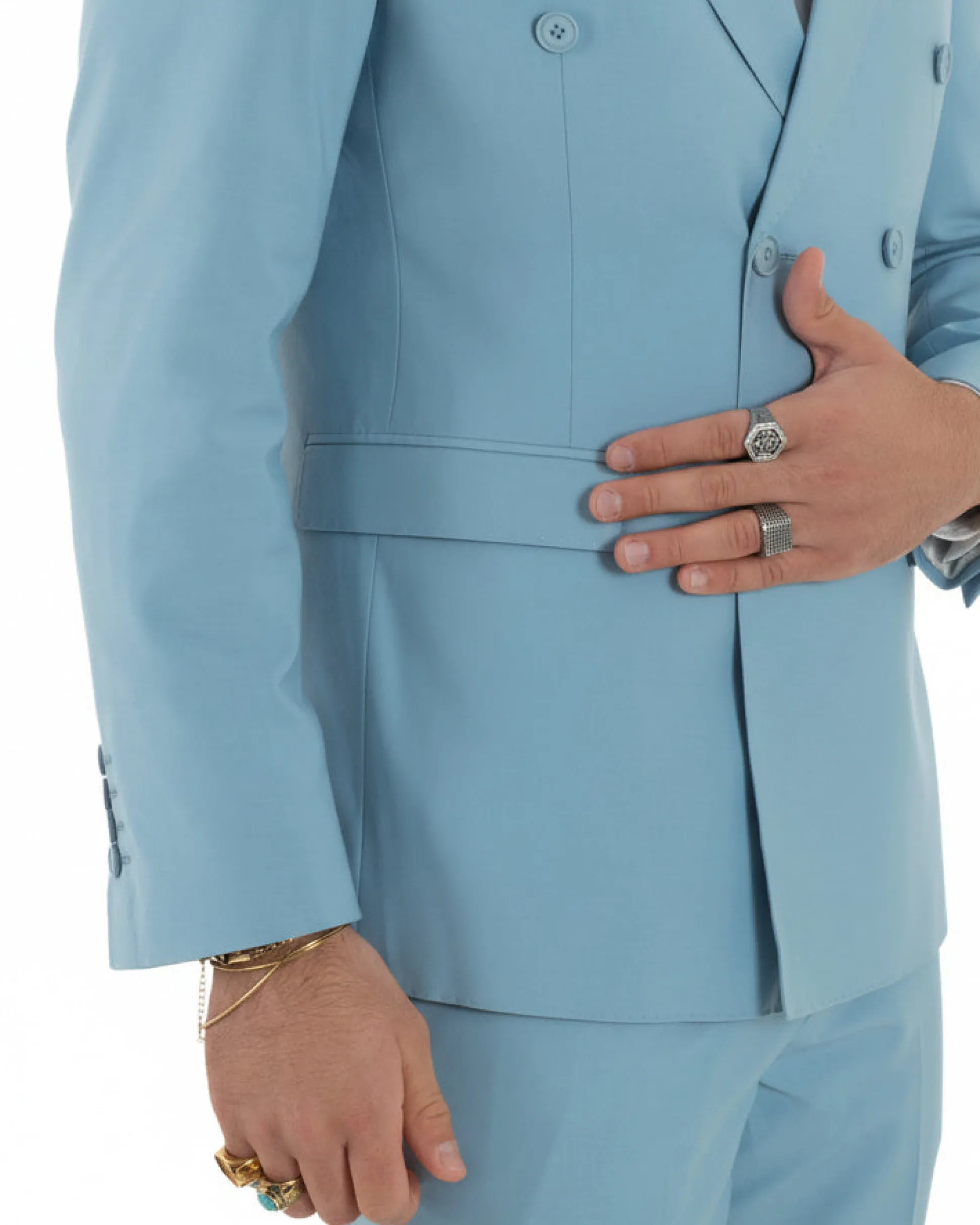 Abito uomo doppiopetto completo viscosa giacca pantaloni elegante polvere GIOSAL-AE1208A