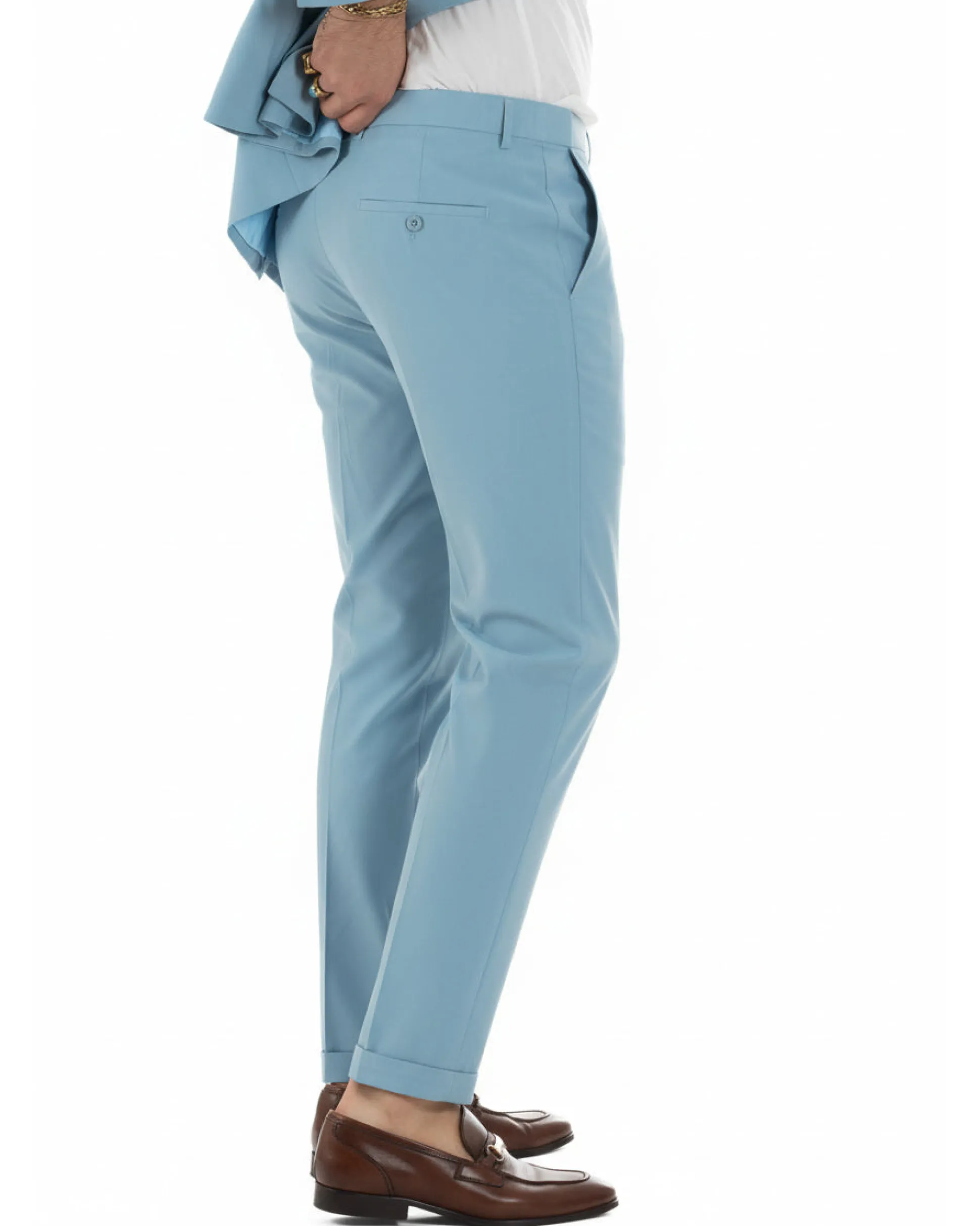 Abito uomo doppiopetto completo viscosa giacca pantaloni elegante polvere GIOSAL-AE1208A