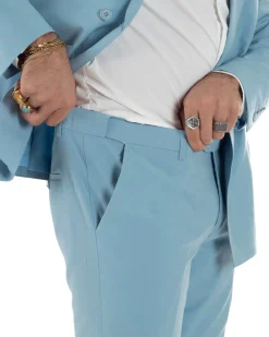 Abito uomo doppiopetto completo viscosa giacca pantaloni elegante polvere GIOSAL-AE1208A
