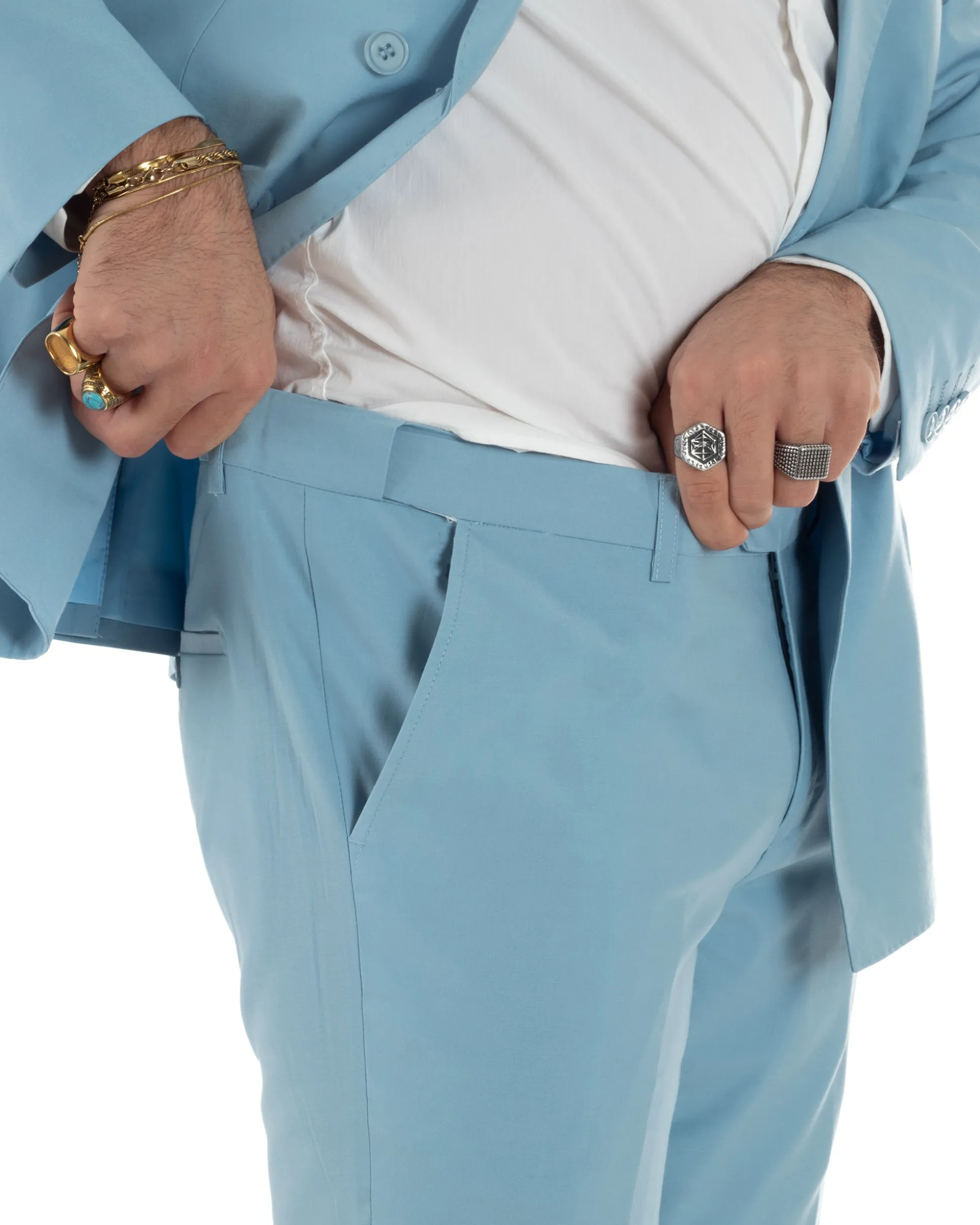 Abito uomo doppiopetto completo viscosa giacca pantaloni elegante polvere GIOSAL-AE1208A