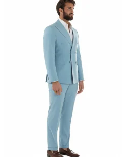 Abito uomo doppiopetto completo viscosa giacca pantaloni elegante polvere GIOSAL-AE1208A