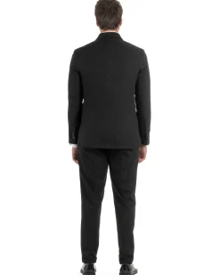 Abito uomo doppiopetto completo giacca pantaloni fibbia pinces nero GIOSAL-AE1249A