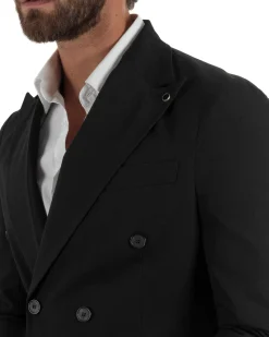 Abito uomo doppiopetto completo giacca pantaloni baggy pinces nero GIOSAL-AE1251A