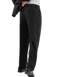 Abito uomo doppiopetto completo giacca 2 bottoni pantaloni baggy nero BlackSunday AE1263A