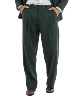 Abito uomo doppiopetto completo oversize giacca bottoni oro pantaloni baggy verde BlackSunday AE1261A