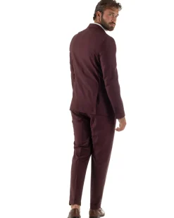 Abito uomo doppiopetto completo viscosa giacca pantaloni elegante bordeaux GIOSAL-AE1267A