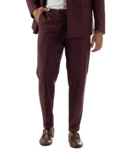 Abito uomo doppiopetto completo viscosa giacca pantaloni elegante bordeaux GIOSAL-AE1267A