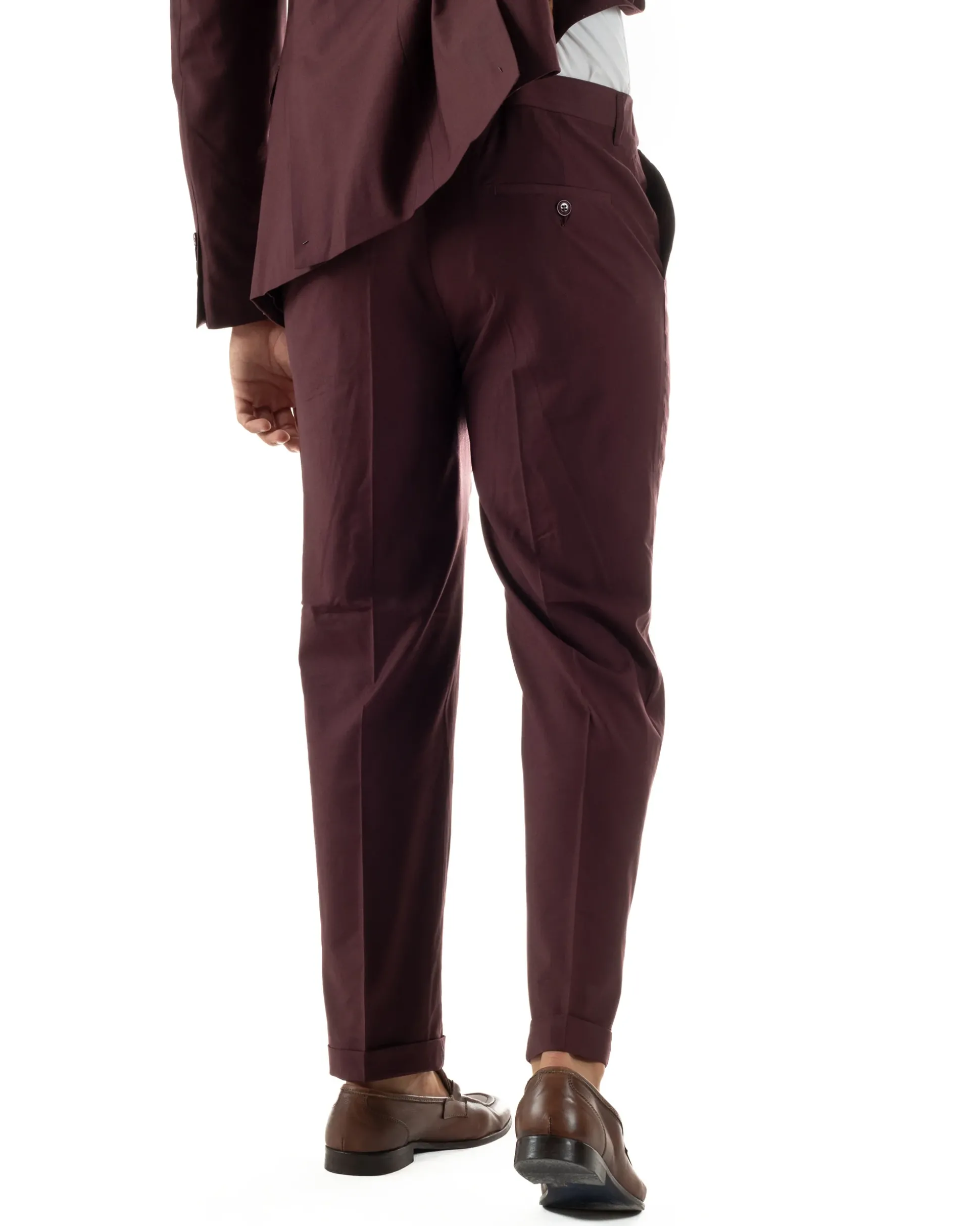 Abito uomo doppiopetto completo viscosa giacca pantaloni elegante bordeaux GIOSAL-AE1267A