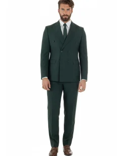 Abito uomo doppiopetto completo viscosa giacca pantaloni elegante verde GIOSAL-AE1209A