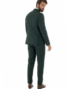 Abito uomo doppiopetto completo viscosa giacca pantaloni elegante verde GIOSAL-AE1209A