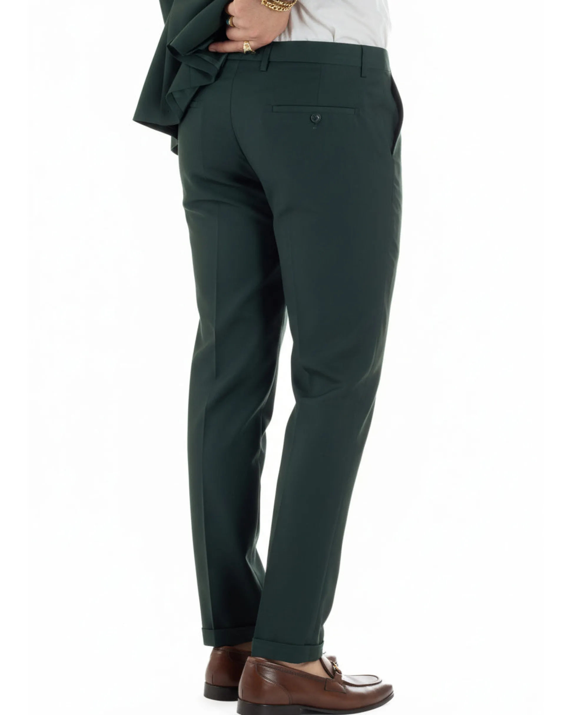Abito uomo doppiopetto completo viscosa giacca pantaloni elegante verde GIOSAL-AE1209A