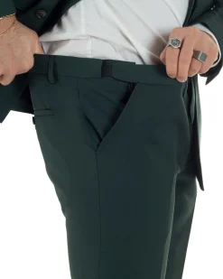 Abito uomo doppiopetto completo viscosa giacca pantaloni elegante verde GIOSAL-AE1209A