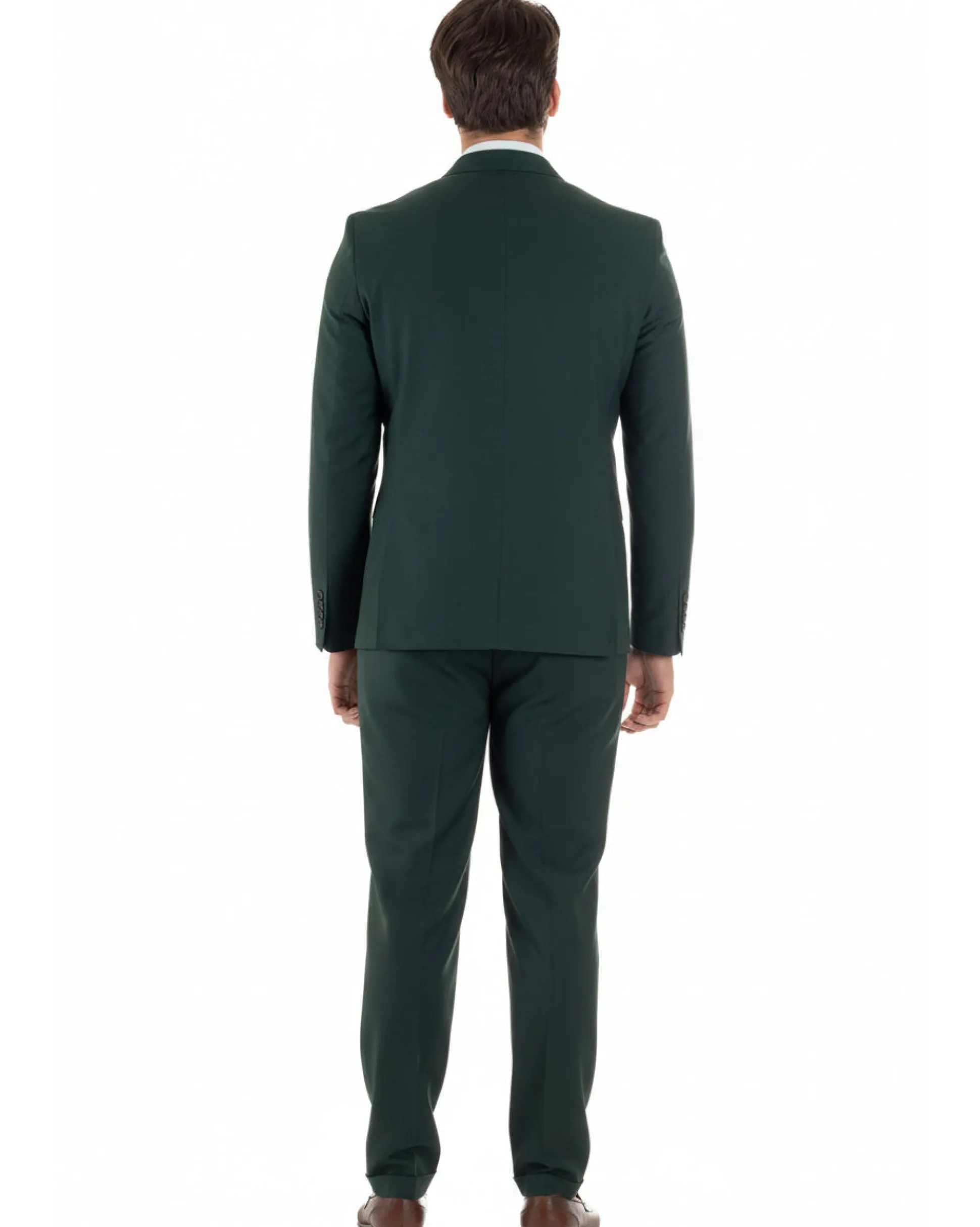 Abito uomo doppiopetto completo viscosa giacca pantaloni elegante verde GIOSAL-AE1209A