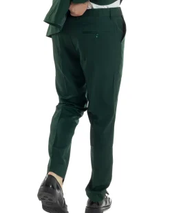 Abito Uomo Doppiopetto Quattro Bottoni Vestito Completo Smoking Rever Sciallato Raso Verde AE1111A