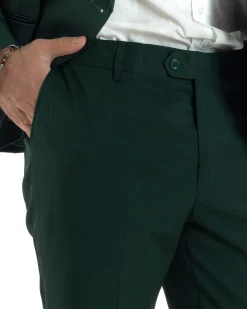 Abito Uomo Doppiopetto Quattro Bottoni Vestito Completo Smoking Rever Sciallato Raso Verde AE1111A