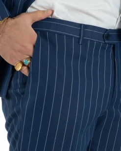 Abito uomo doppiopetto vestito gessato sartoriale rigato blu GIOSAL-AE1214A